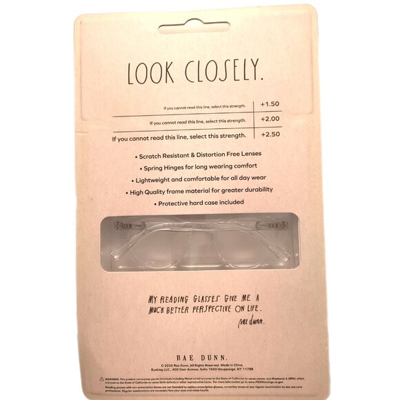 NEW Rae Dunn Set of 3 Premium Reading Glasses & Case Black Clear Purple +1.50 - Picture 5 of 6